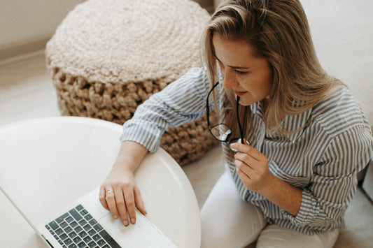 woman on laptop at home